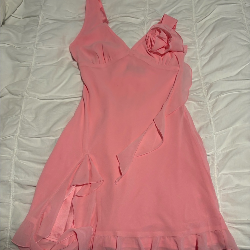 White Fox  Pink Ruffle Dress